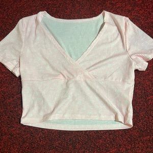 light pink cross over crop top